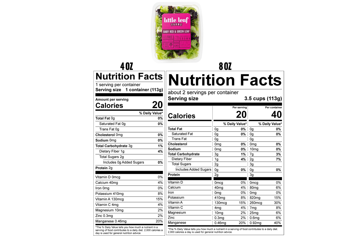 Do you have nutrition facts for your lettuce? – Little Leaf Farms